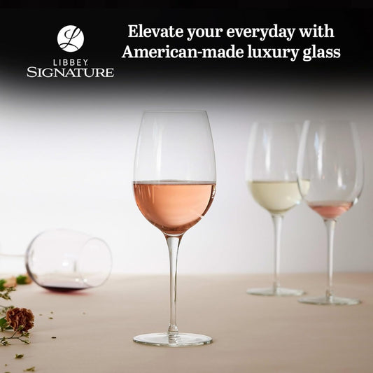 Libbey Signature Kentfield Estate All Purpose Wine Glasses Set of 4 – Long Stem Wine Glasses for Red & White Wine
