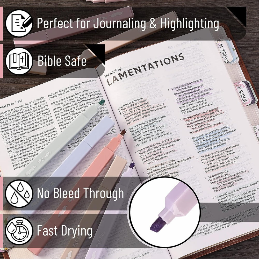 Mr. Pen- Aesthetic Highlighters No Bleed, 8 Pack, Muted Pastel Colors, Chisel Tip, Cute Highlighters for Journaling, Highlighting, Underlining, Fast Dry, Back to School Supplies