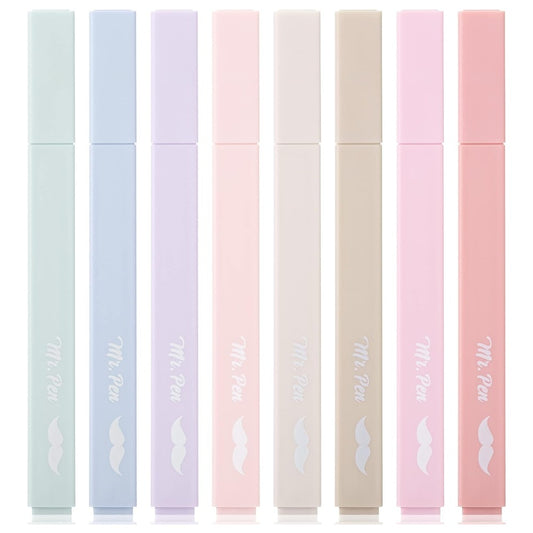Mr. Pen- Aesthetic Highlighters No Bleed, 8 Pack, Muted Pastel Colors, Chisel Tip, Cute Highlighters for Journaling, Highlighting, Underlining, Fast Dry, Back to School Supplies